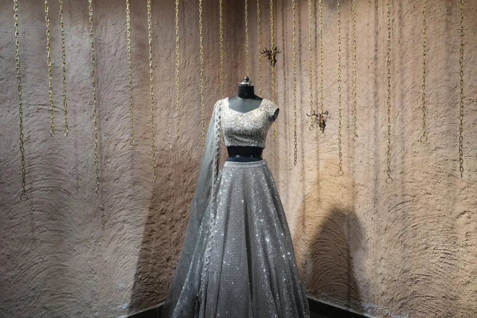 Silver Shimmer Lehenga by Yukti Vohra — in the atelier