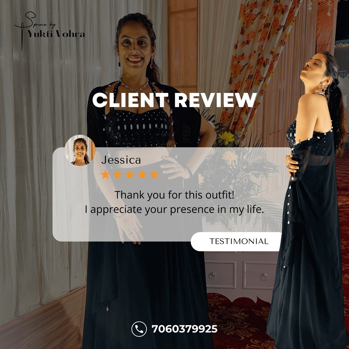 Client review from Jessica — “Thank you for this outfit! I appreciate your presence in my life.”